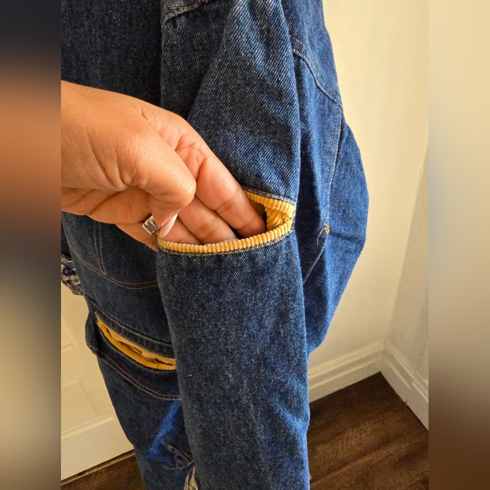 Vintage Current Seen Denim Long Coat with Tan Corduroy Collar - Picture 10 of 15